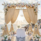 30 ft x 8 ft Thick Champagne Backdrop Curtain for Wedding Parties, 6 Panels 5 ft x 8 ft Wrinkle Free Polyester, alternate