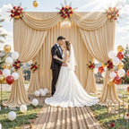 30 ft x 8 ft Thick Champagne Backdrop Curtain for Wedding Parties, 6 Panels 5 ft x 8 ft Wrinkle Free Polyester, alternate