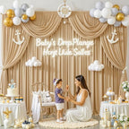 30 ft x 8 ft Thick Champagne Backdrop Curtain for Wedding Parties, 6 Panels 5 ft x 8 ft Wrinkle Free Polyester, alternate
