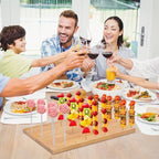 30 Holes Wooden Skewer Display Holder, Rectangle Fruit Kabobs Skewers Stand, Catering Appetizer Fruit Pick Stand, alternate