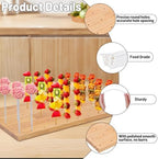 30 Holes Wooden Skewer Display Holder, Rectangle Fruit Kabobs Skewers Stand, Catering Appetizer Fruit Pick Stand, alternate