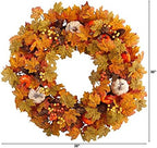 30 in Autumn Pumpk in and Maple Leaf Artificial Fall Wreath, alternate view 3