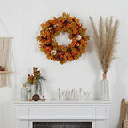 30 in Autumn Pumpk in and Maple Leaf Artificial Fall Wreath, alternate view 4