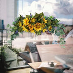 30 Inch Floral Swag, Artificial Flowers Sunflower Eucalyptus Wreath, Fake Flower Wreath Sunflower Swag Garland, alternate