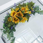 30 Inch Floral Swag, Artificial Flowers Sunflower Eucalyptus Wreath, Fake Flower Wreath Sunflower Swag Garland, alternate