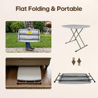 30 Inch Folding Table, 5-Level Height Adjustable TV Tray for Small Spaces, HDPE Tabletop Small Folding Table, alternate view