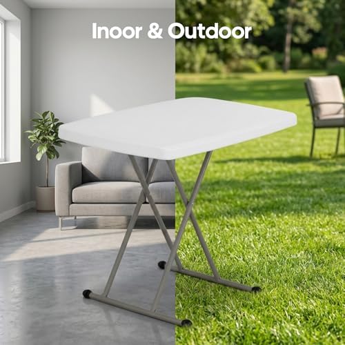 30 Inch Folding Table, 5-Level Height Adjustable TV Tray for Small Spaces, HDPE Tabletop Small Folding Table, alternate view
