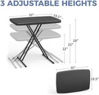 30 Inch Folding Table, Adjustable Height Portable Folding Table, Foldable TV Tray Table, Small Laptop Desk &, alternate view