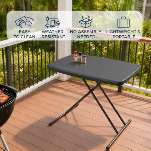 30 Inch Folding Table, Adjustable Height Portable Folding Table, Foldable TV Tray Table, Small Laptop Desk &, alternate view