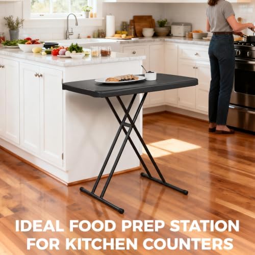 30 Inch Folding Table, Adjustable Height Portable Folding Table, Foldable TV Tray Table, Small Laptop Desk &, alternate view