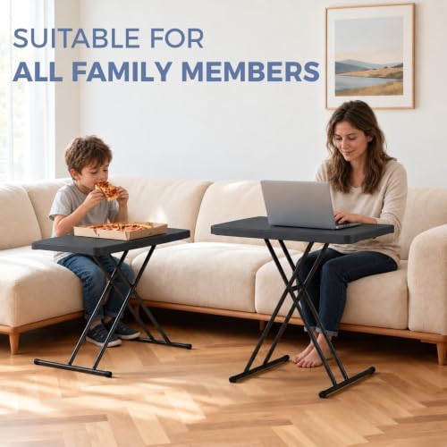 30 Inch Folding Table, Adjustable Height Portable Folding Table, Foldable TV Tray Table, Small Laptop Desk &, alternate view