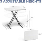 30 Inch Folding Table, Adjustable Height Portable Folding Table, Foldable TV Tray Table, Small Laptop Desk &, alternate view