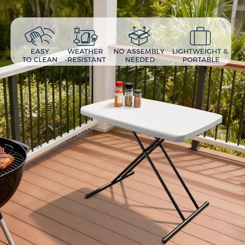 30 Inch Folding Table, Adjustable Height Portable Folding Table, Foldable TV Tray Table, Small Laptop Desk &, alternate view