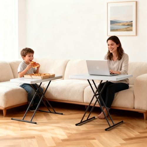 30 Inch Folding Table, Adjustable Height Portable Folding Table, Foldable TV Tray Table, Small Laptop Desk &, alternate view