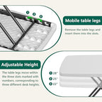 30 Inch Folding Table, Adjustable Height TV Tray for Small Spaces, Heavy Duty Foldable Utility Table for Laptop, alternate