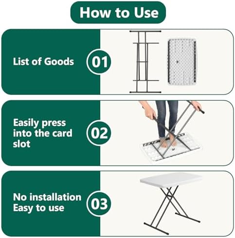 30 Inch Folding Table, Adjustable Height TV Tray for Small Spaces, Heavy Duty Foldable Utility Table for Laptop, alternate