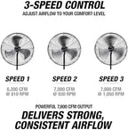 30 Inch Oscillating Pedestal Fan 7800 CFM with Adjustable Height, alternate view 6