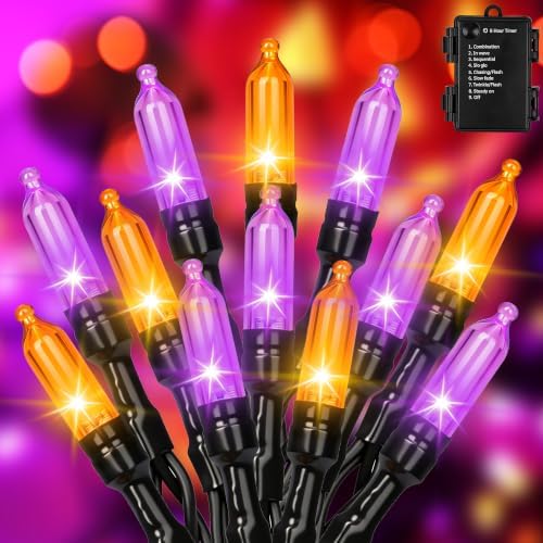 30 LED Battery Halloween String Lights Fairy Home Decorations Orange Purple