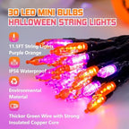 30 LED Battery Halloween String Lights Fairy Home Decorations Orange Purple, alternate view 2