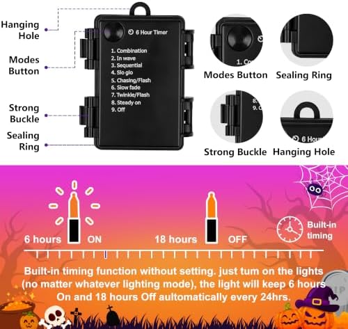 30 LED Battery Halloween String Lights Fairy Home Decorations Orange Purple, alternate view 4