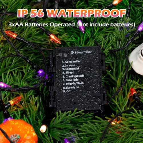 30 LED Battery Halloween String Lights Fairy Home Decorations Orange Purple, alternate view 5