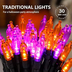 30 LED Battery Halloween String Lights Fairy Home Decorations Orange Purple, alternate view 6