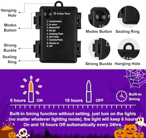 30 LED Battery Halloween String Lights House Decoration Purple Orange Green, alternate view 4