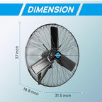 30" Outdoor Rated IPX4 Water-Resistant Oscillating Wall Mount Fan - High Velocity Heavy Duty Metal Fan for, alternate view 2