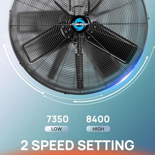 30" Outdoor Rated IPX4 Water-Resistant Oscillating Wall Mount Fan - High Velocity Heavy Duty Metal Fan for, alternate view 3