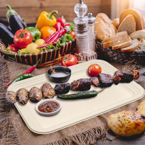 30 Pack 14 Inch Disposable Food Trays for Party, Compostable Large Paper Plates, Heavy Duty Food Serving Trays, alternate