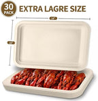30 Pack 14 Inch Disposable Food Trays for Party, Compostable Large Paper Plates, Heavy Duty Food Serving Trays, alternate