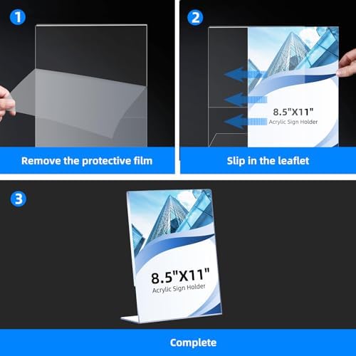 30 Pack Acrylic Sign Holder 8.5 x 11, Clear Plastic Display Stands for Tabletop, L-Shape Acrylic Stands for, alternate view 4