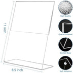 30 Pack Acrylic Sign Holder 8.5 x 11, L Shape Clear Plastic Display Stand, Slanted Back Picture Frame Menu Flyer, alternate