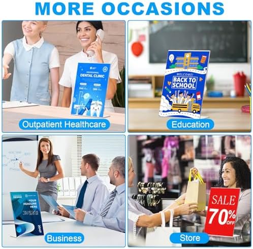 30 Pack Acrylic Sign Holder 8.5 x 11, L Shape Clear Plastic Display Stand, Slanted Back Picture Frame Menu Flyer, alternate
