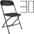 30 Pack Black Folding Chairs, Portable Party Chairs, Plastic Folding Chair, Stackable Commercial Seats with
