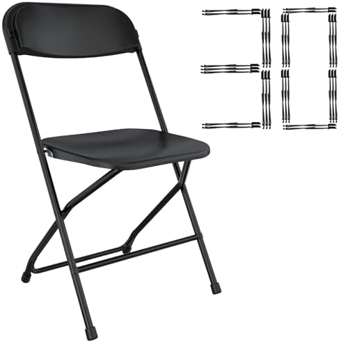 30 Pack Black Folding Chairs, Portable Party Chairs, Plastic Folding Chair, Stackable Commercial Seats with