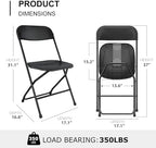 30 Pack Black Folding Chairs, Portable Party Chairs, Plastic Folding Chair, Stackable Commercial Seats with, alternate view 3