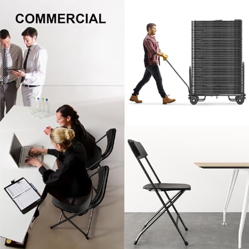 30 Pack Black Folding Chairs, Portable Party Chairs, Plastic Folding Chair, Stackable Commercial Seats with, alternate view 6