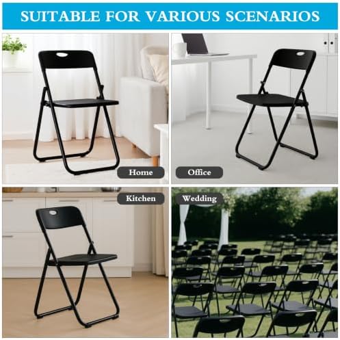 30 Pack Black Plastic Folding Chairs, Lightweight Foldable Chair, alternate view 6