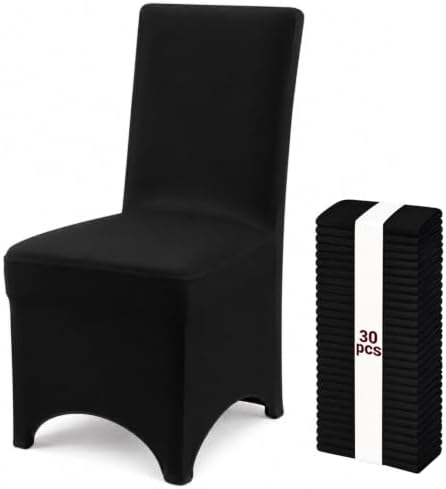 30 Pack Black Stretch Chair Covers, Spandex Dining Chair Slipcovers, Wrinkle Resistant Reusable Covers for