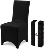 30 Pack Black Stretch Chair Covers, Spandex Dining Chair Slipcovers, Wrinkle Resistant Reusable Covers for