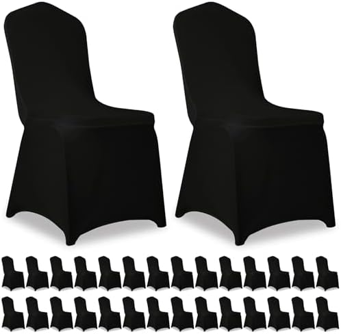 30 Pack Black Stretch Polyester Spandex Chair Covers Universal Washable Removable Chair Slipcovers Protector for