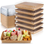 30 Pack Catering Trays Clear Lids 10.31 x 7.32 x 1.89 in Kraft in Transparent