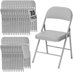 30 Pack Gray Padded Folding Chairs with Metal Frame