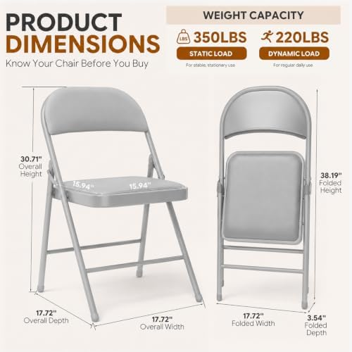 30 Pack Gray Padded Folding Chairs with Metal Frame, alternate view 3