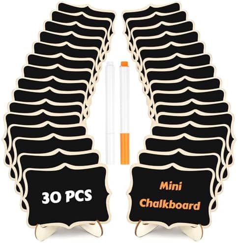 30 Pack Mini Chalkboard Signs, Food Labels for Party Buffet, Polygonal in Black