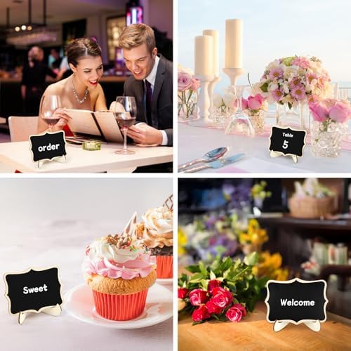 30 Pack Mini Chalkboard Signs, Food Labels for Party Buffet, Polygonal in Black, alternate view 6