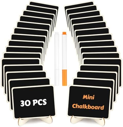 30 Pack Mini Chalkboard Signs, Food Labels for Party Buffet, Rectangular in Black