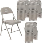30 Pack Padded Folding Chairs, PU Leather Seat, 350 lb, Grey in Grey