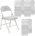 30 Pack Padded Folding Chairs, PU Leather Seat, 350 lb, White in White
